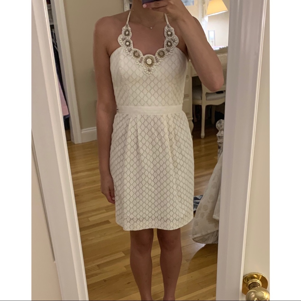 Trina Turk Cream Halter Dress